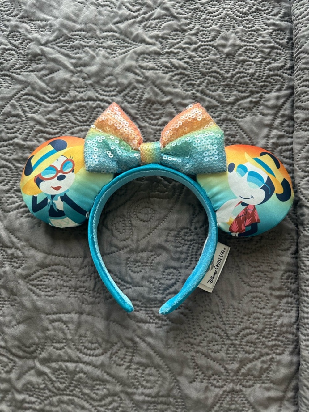 Disney cruise line Rainbow Sequin Bow Minnie Ear Headband
